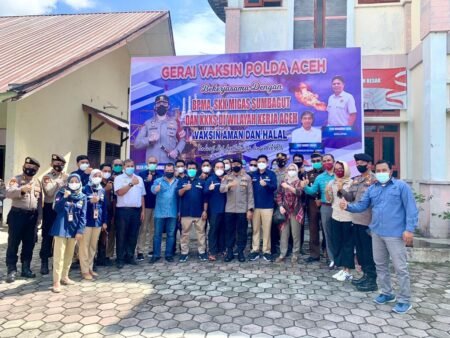 Kolaborasi Medco E&P Malaka Dan BPMA Dalam Mendukung Vaksinasi Bersama Polda Aceh.