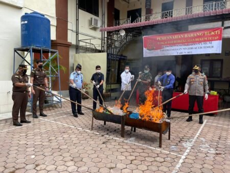 Kejari Aceh Timur Kembali Musnahkan Barang Bukti Sabu Sebanyak 9.716,38 Gram Dan Ganja Sebanyak 3.393,02 Gram