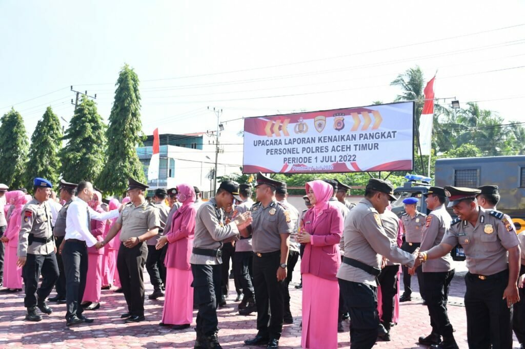 42 Personel Polres Aceh Timur Naik Pangkat di Hari Bhayangkara ke-76