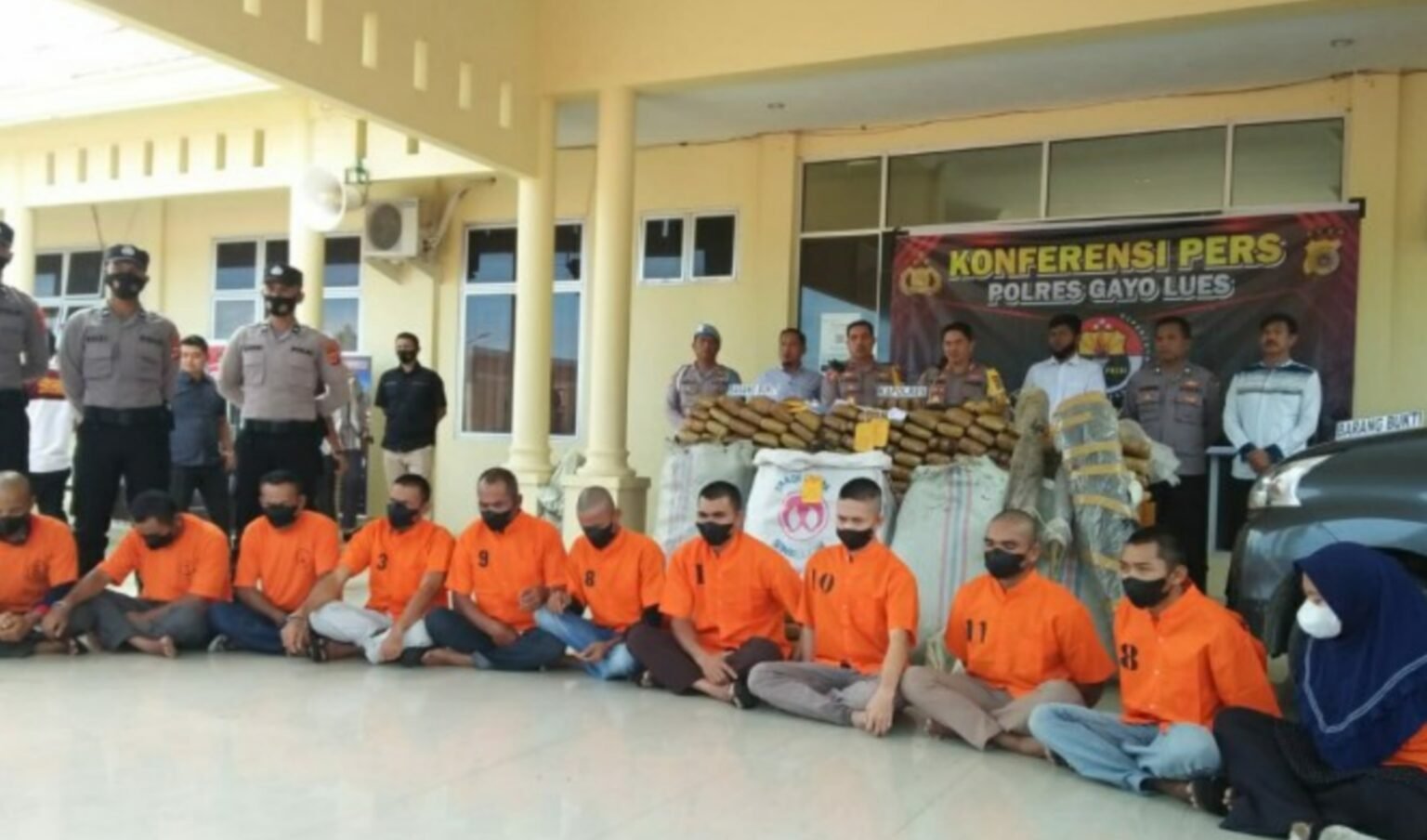 Sebelas Tersangka Pemilik Ratusan Kg Ganja dan Sabu Ditangkap Polisi di Gayo Lues