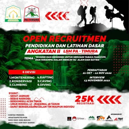 LSM PA—TIMURA Buka Rekruitmen Terbuka Untuk Abak Aceh Timur Yang Suka Main Alam