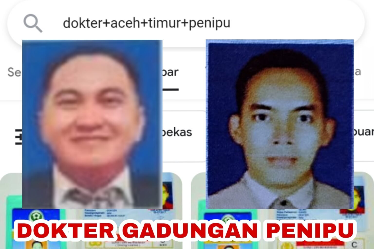 Waspada: Kini Muncul 2 Dokter Gadungan Penipu Ngaku kerja RS Zubir Mahmud Aceh Timur