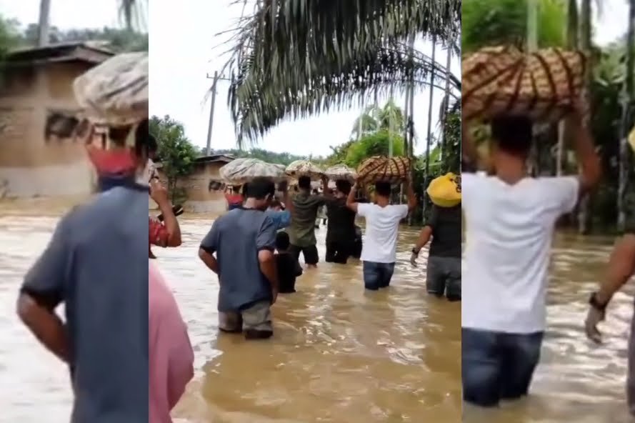 Warga Bagok Pantang Mundur Rayakan Maulid di Tengah Terjangan Banjir