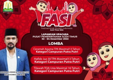Ramaikan Acara Festival Anak Saleh di Aceh Timur, Ini Jadwalnya
