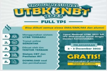 Tryout Nasional SNBT 2023 Sesuai Standart Kemendikbudristek GRATIS