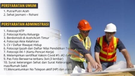 6 Lowongan Kerja Aceh di Utamakan Anak Teknik Berdomisili di Aceh Timur