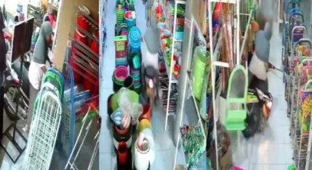 Kocak! Viral Emak-emak Seruduk Toko dengan Motornya Terekam CCTV, Pemilik Bengong