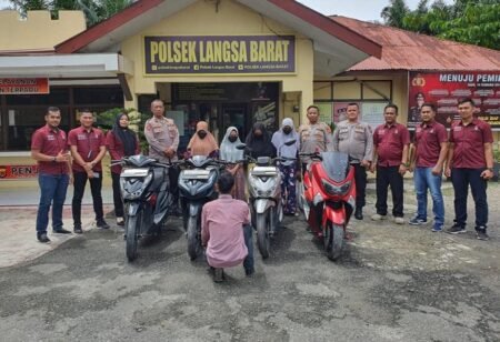 Empat Wanita dan Satu Pria Ditangkap Atas Penggelapan 12 Unit Motor di Langsa