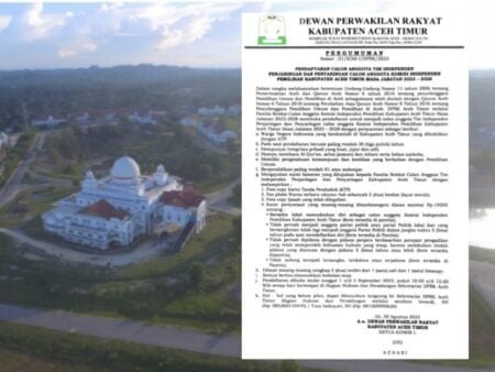 Open Rekrutmen Tim Pansel Penjaringan Anggota KIP Aceh Timur