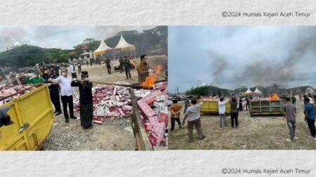 1 Juta Batang Rokok Ilegal dan 75 Kg Narkotika Dimusnahkan di Aceh Timur