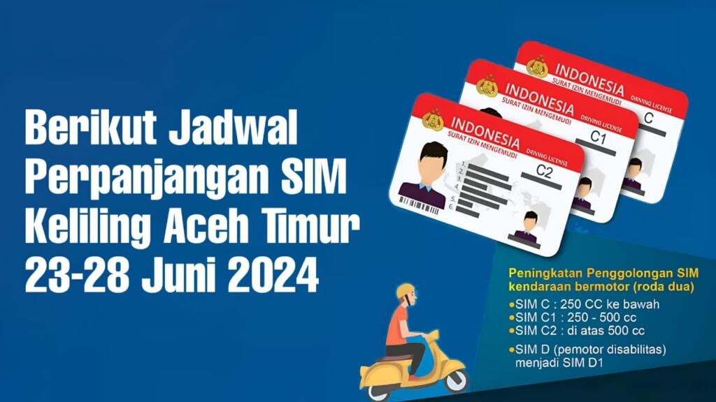 Berikut Jadwal Perpanjangan SIM Keliling Aceh Timur 23-28 Juni 2024
