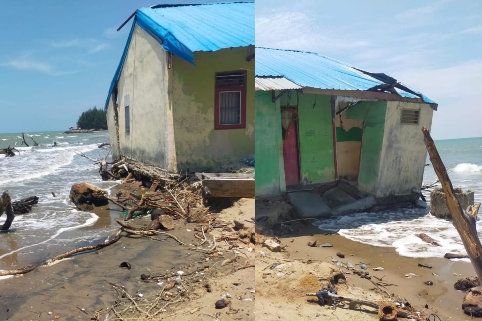 Abrasi Pantai Kuala Peudawa Puntong Kian Parah, Sejumlah Rumah Rusak