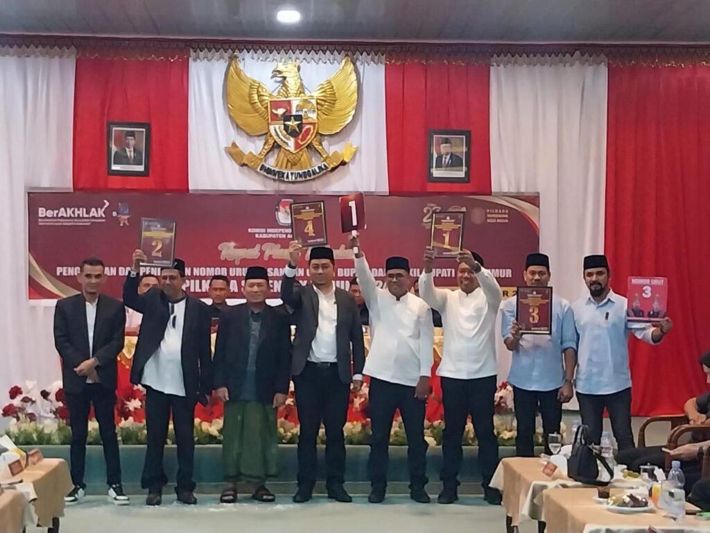 KIP Tetapkan Nomor Urut Empat Pasang Calon Bupati dan Wakil Bupati Aceh Timur