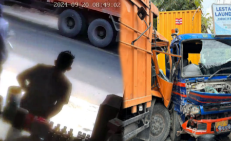 Terekam CCTV, Detik-detik Truk Angkut Peralatan PON XXI Tabrakan di Aceh Timur