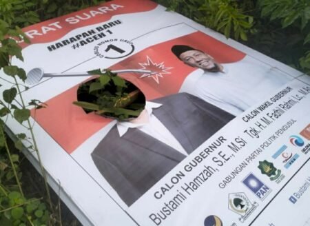 Sejumlah Baliho Bustami-Syech Fadhil di Pidie Raib dan Dirusak OTK