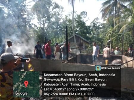 Satu Unit Rumah Semi Permanen Ludes Terbakar di Birem Bayeun