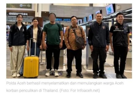 Polda Aceh Selamatkan Warga Aceh Timur yang Diculik di Thailand