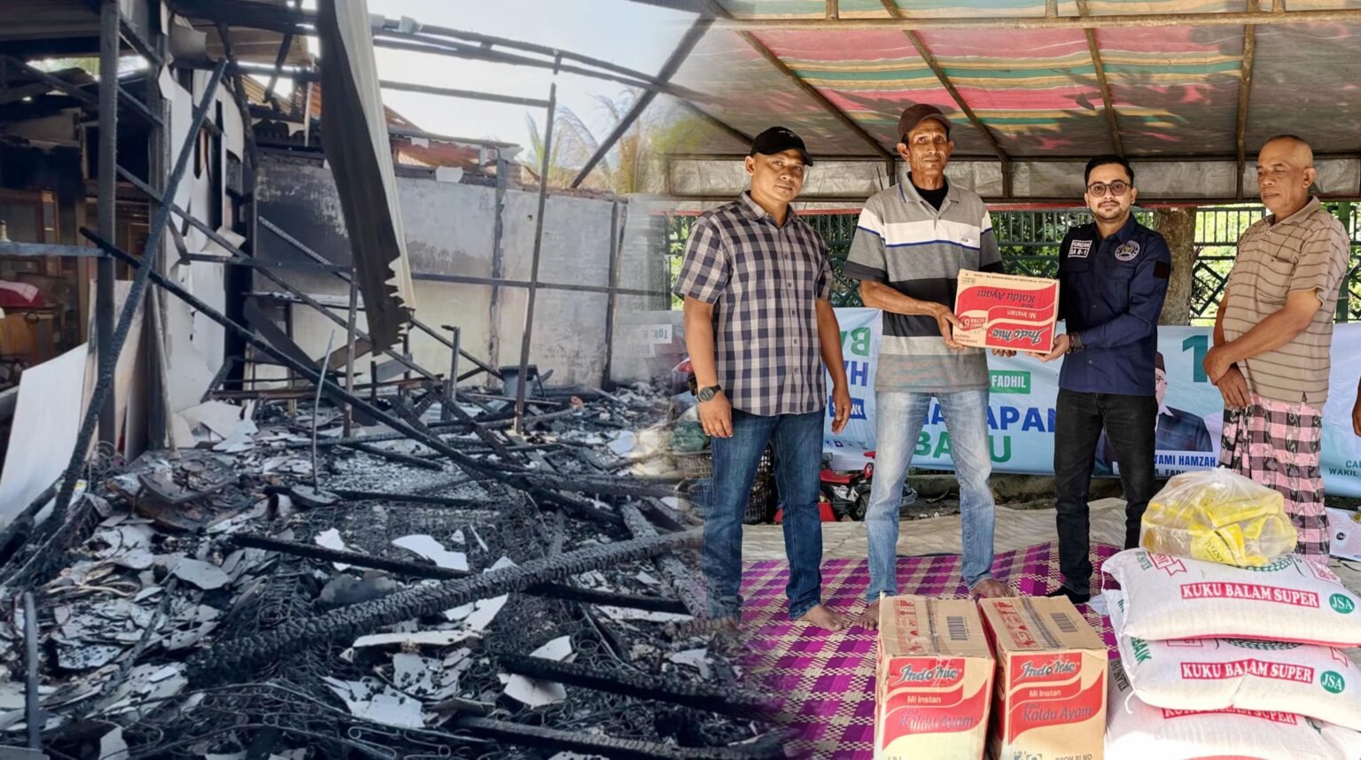 Lima Rumah di Simpang Ulim Hangus Terbakar, Haji Uma Kirim Bantuan untuk Korban