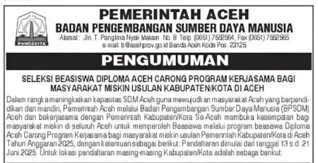Beasiswa Aceh Carong 2025 Untuk Seluruh kabupaten/kota di Aceh, Simak Syarat dan Cara Daftarnya!