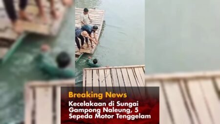 Kecelakaan di Sungai Gampong Naleung, 5 Sepeda Motor Tenggelam