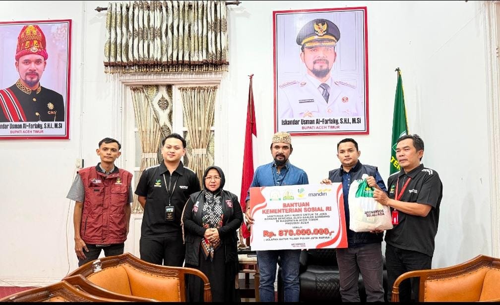 Kemensos Salurkan Dana Santunan Korban Meninggal Banjir di Aceh Timur Rp 870 Juta