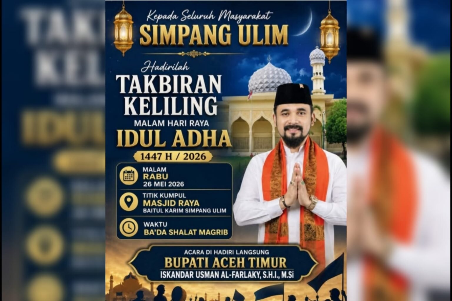 Pemerintah Aceh Timur Gelar Takbiran Keliling Idul Adha 1447 H di Simpang Ulim