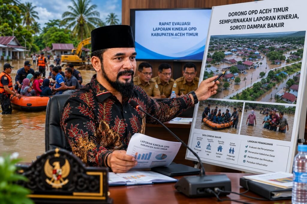 Bupati Al-Farlaky Dorong OPD Aceh Timur Sempurnakan Laporan Kinerja, Soroti Dampak Banjir