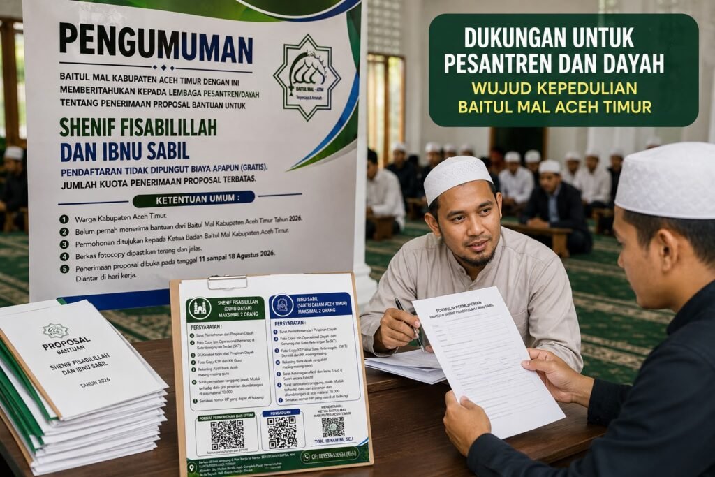 Baitul Mal Aceh Timur Buka Penerimaan Proposal Bantuan untuk Guru Dayah dan Santri