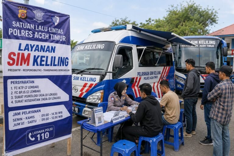 Satlantas Polres Aceh Timur Buka Layanan SIM Keliling 31 Agustus–5 September 2026