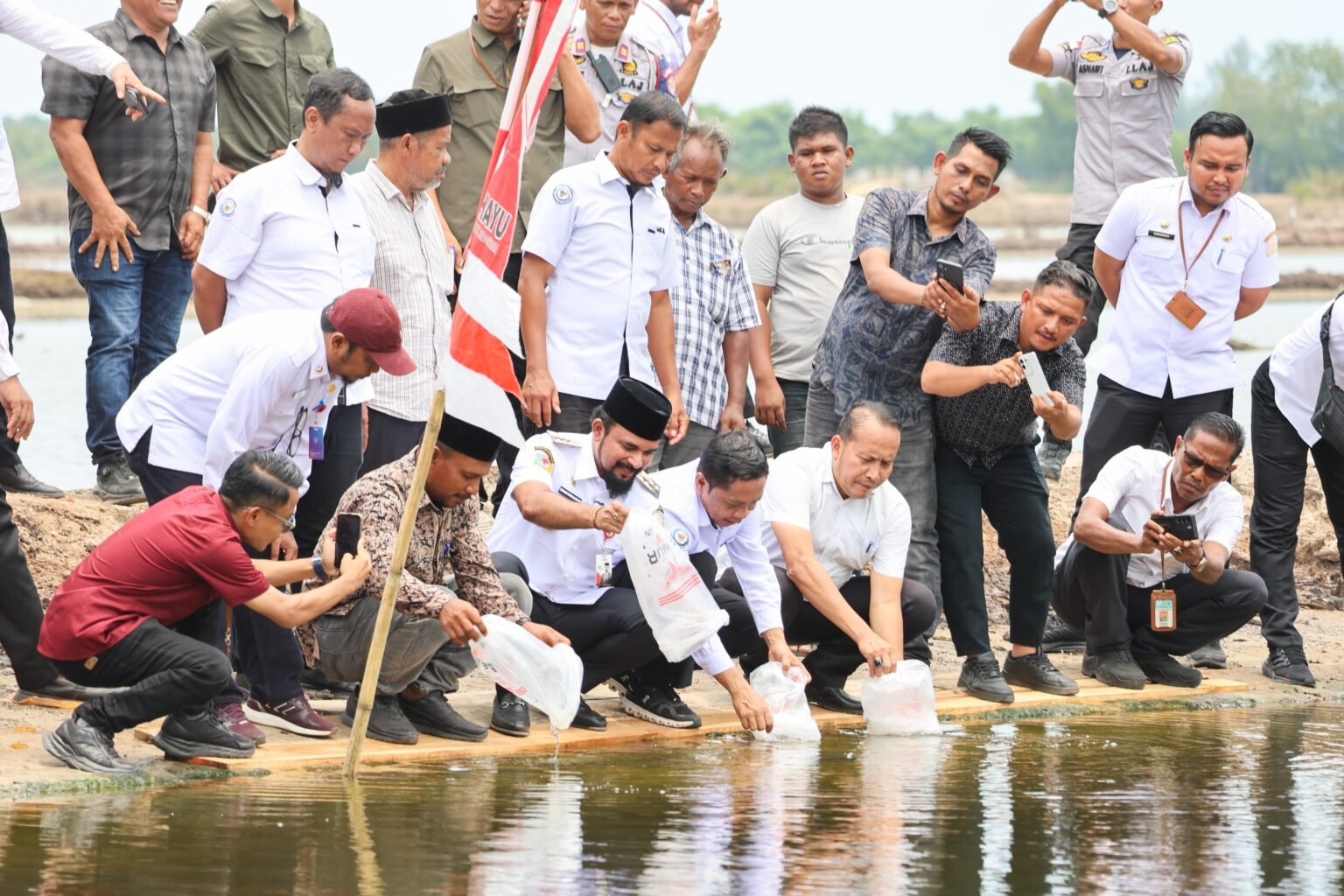 Lobi Bupati Al- Farlaky, Pembudidaya Tambak Terima Benur Udang Vaname Dari KKP