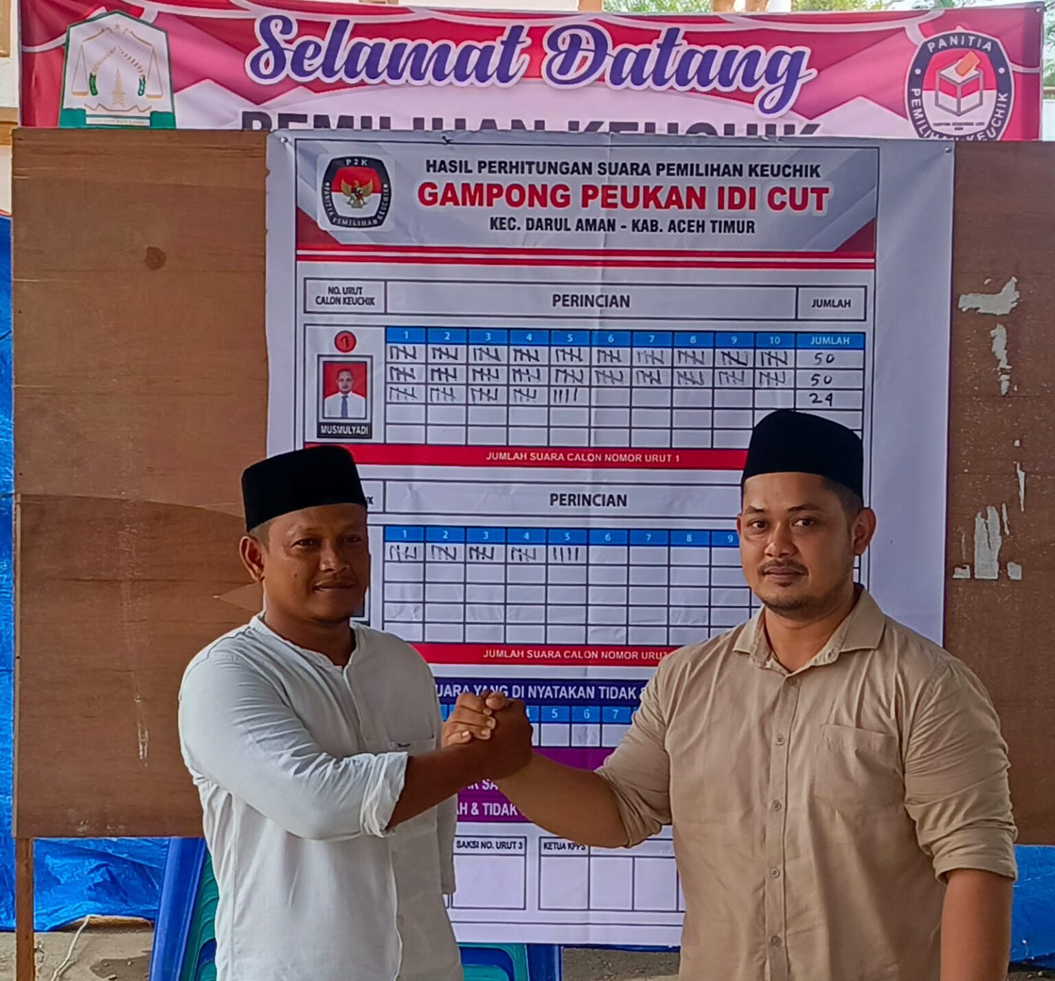 MENANG TELAK! MUSMULYADI RAUP 124 SUARA DI PILCHIK Peukan Idi Cut