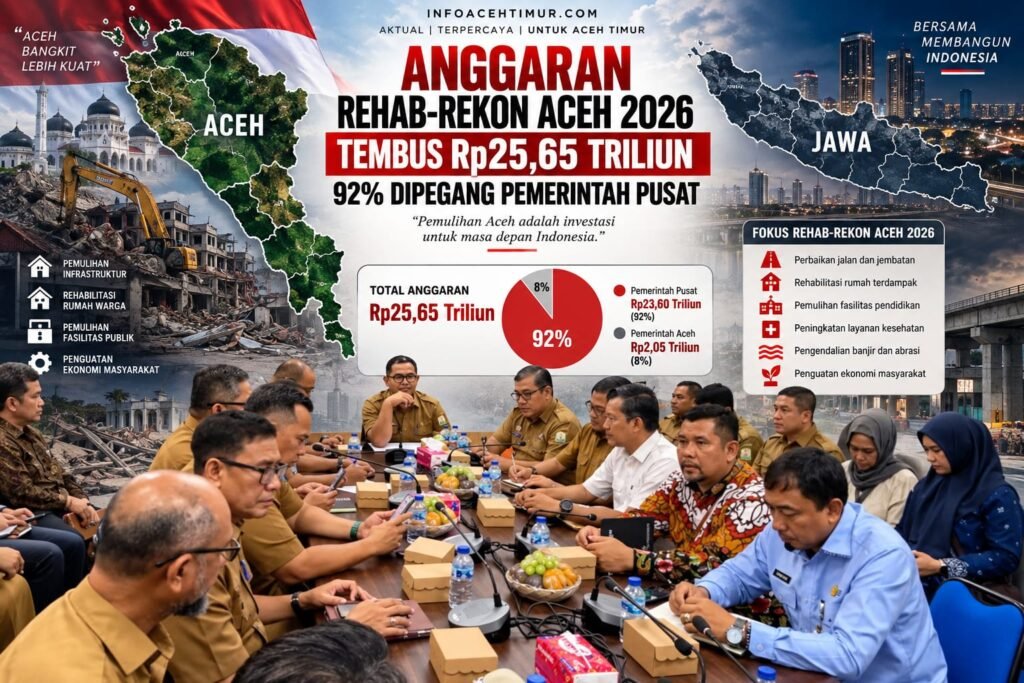 Anggaran Rehab-rekon Aceh 2026 Tembus Rp25,65 Triliun, 92% Dipegang Pemerintah Pusat