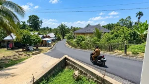 Bupati Aceh Timur Aspal Jalan Bukit Menuju SMPN 1 Indra Makmue, Siswa dan Guru Akhirnya Lega