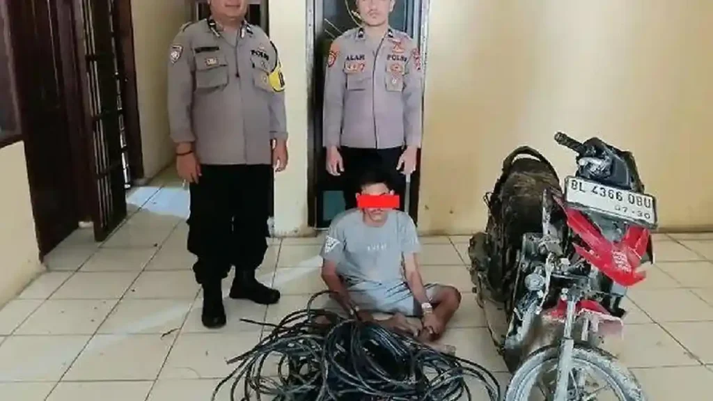 Polisi Tangkap Pencuri Kabel Kincir Tambak di Aceh Timur, Satu DPO